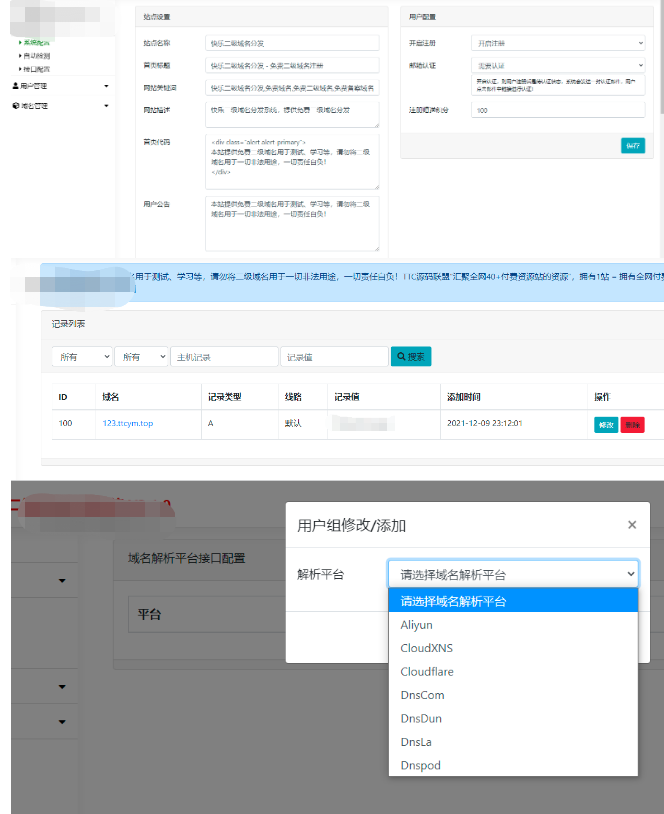 {完美运营}二级域名分发系统源码-星辰源码网