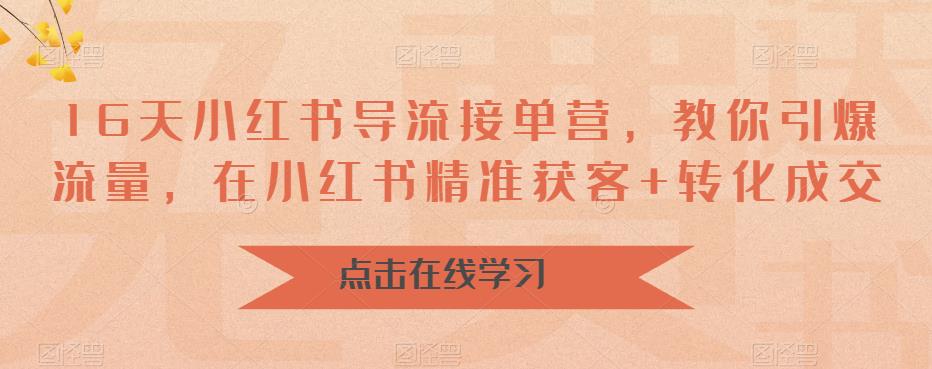 16天-小红书 导流接单营，教你引爆流量，在小红书精准获客+转化成交-星辰源码网