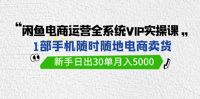 闲鱼电商运营全系统VIP实战课，1部手机随时随地卖货，新手日出30单月入5000-星辰源码网