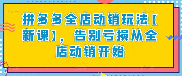 拼多多全店动销玩法【新课】，告别亏损从全店动销开始-星辰源码网