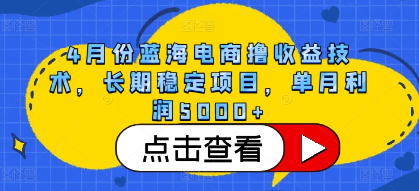 4月份蓝海电商撸收益技术，长期稳定项目，单月利润5000+-星辰源码网