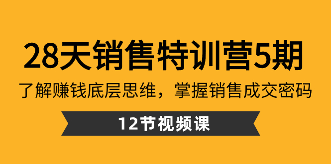 28天·销售特训营5期：了解赚钱底层思维，掌握销售成交密码（12节课）-星辰源码网