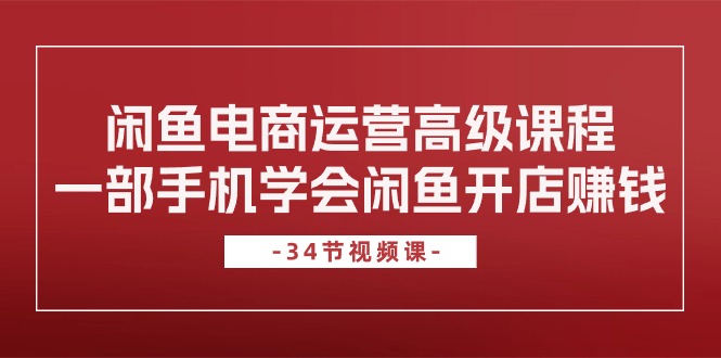 （10686期）闲鱼电商运营高级课程，一部手机学会闲鱼开店赚钱（34节课）-星辰源码网