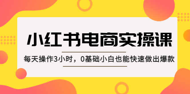 小红书·电商实操课：每天操作3小时，0基础小白也能快速做出爆款！-星辰源码网