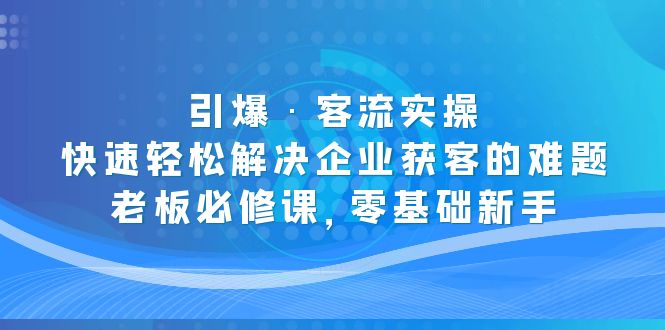 引爆·客流实操：快速轻松解决企业获客的难题，老板必修课，零基础新手-星辰源码网