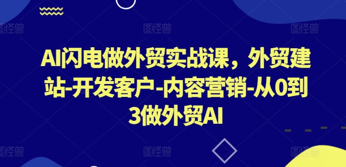 AI闪电做外贸实战课，​外贸建站-开发客户-内容营销-从0到3做外贸AI-星辰源码网