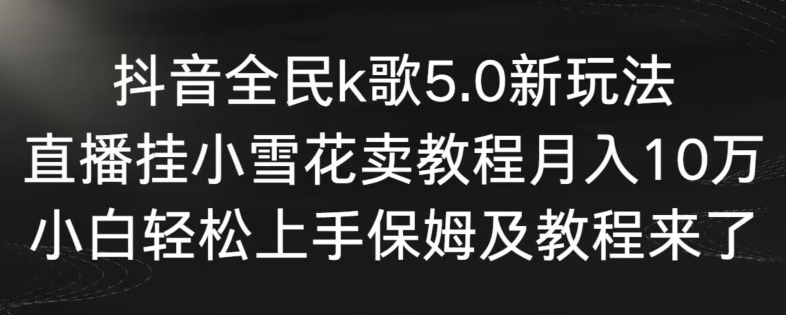 抖音全民k歌5.0新玩法，直播挂小雪花卖教程月入10万，小白轻松上手，保姆及教程来了-星辰源码网