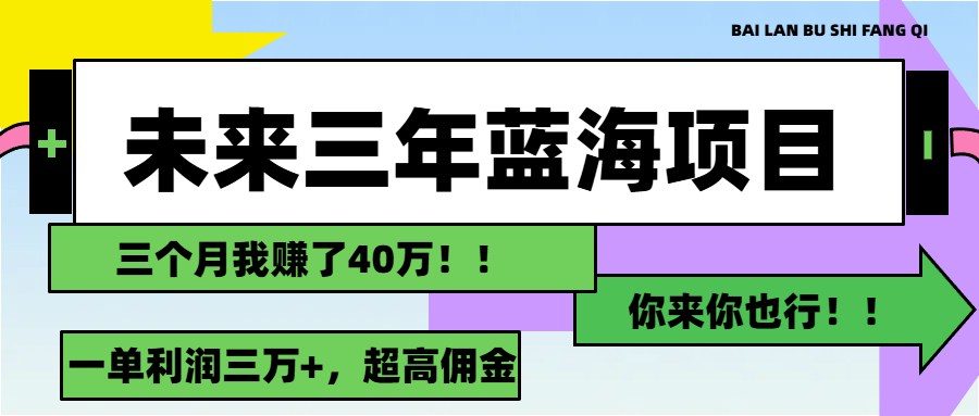 未来三年，蓝海赛道，月入3万+-星辰源码网