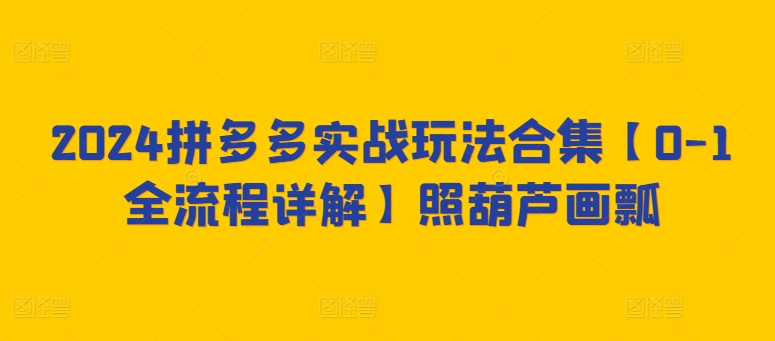 2024拼多多实战玩法合集【0-1全流程详解】照葫芦画瓢-星辰源码网