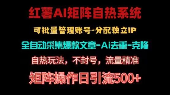 红薯矩阵自热系统，独家不死号引流玩法！矩阵操作日引流500+-星辰源码网