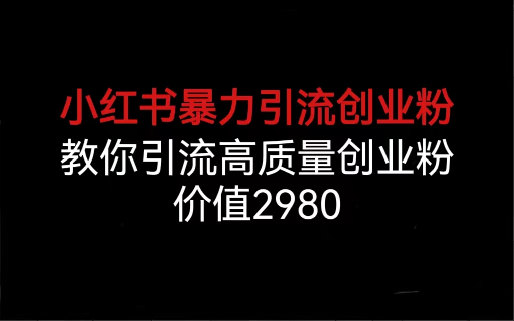 小红书暴力引流创业粉，教你引流高质量创业粉，价值2980-星辰源码网