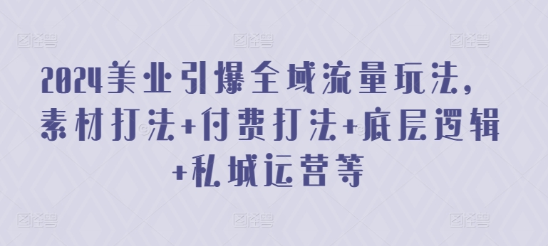 2024美业引爆全域流量玩法，素材打法 付费打法 底层逻辑 私城运营等-星辰源码网