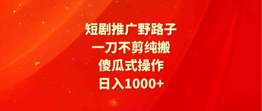 （9586期）短剧推广野路子，一刀不剪纯搬运，傻瓜式操作，日入1000+-星辰源码网