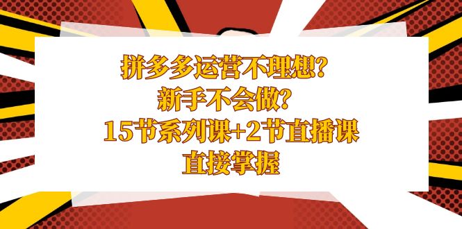 拼多多运营不理想？新手不会做？15节系列课+2节直播课，直接掌握-星辰源码网