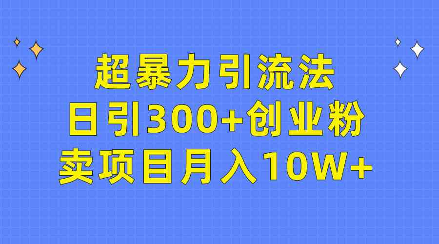 （9954期）超暴力引流法，日引300+创业粉，卖项目月入10W+-星辰源码网