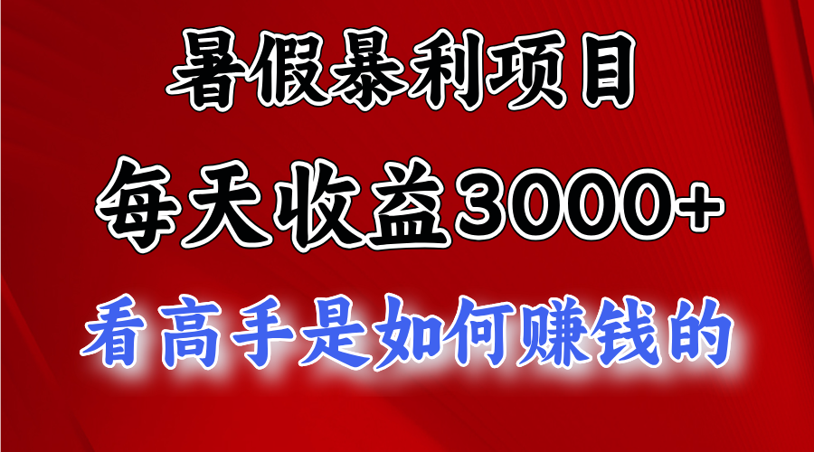 暑假暴利项目，每天收益3000+ 努努力能达到5000+，暑假大流量来了-星辰源码网