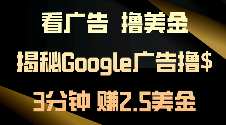 看广告，撸美金！3分钟赚2.5美金！日入200美金不是梦！揭秘Google广告撸$-星辰源码网