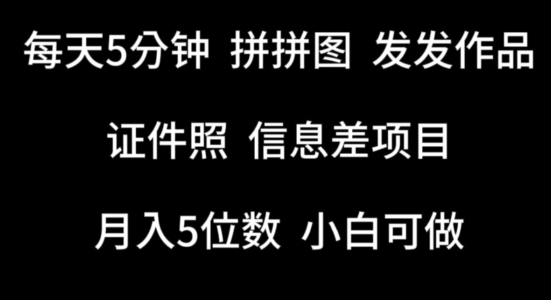 每天5分钟，拼拼图发发作品，证件照信息差项目，小白可做-星辰源码网