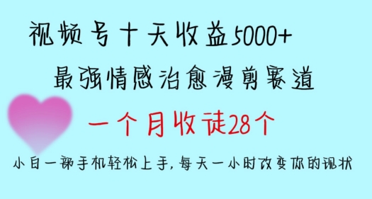 十天收益5000+，多平台捞金，视频号情感治愈漫剪，一个月收徒28个，小白一部手机轻松上手-星辰源码网