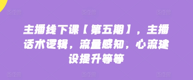 主播线下课【第五期】，主播话术逻辑，流量感知，心流建设提升等等-星辰源码网