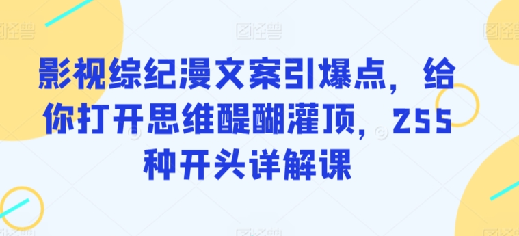 影视综纪漫文案引爆点，给你打开思维醍醐灌顶，255种开头详解课-星辰源码网