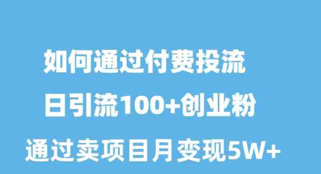 （10189期）如何通过付费投流日引流100+创业粉月变现5W+-星辰源码网