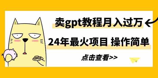 （9180期）24年最火项目，卖gpt教程月入过万，操作简单-星辰源码网