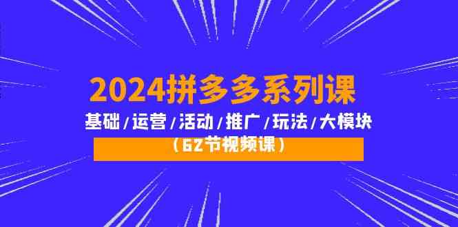 （10019期）2024拼多多系列课：基础/运营/活动/推广/玩法/大模块（62节视频课）-星辰源码网