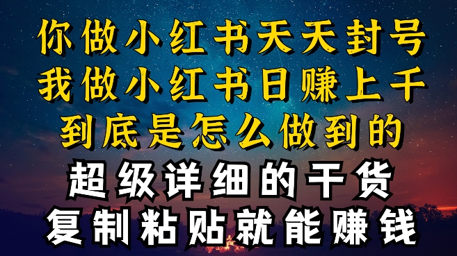 都知道小红书能引流私域变现，可为什么我能一天引流几十人变现上千，但你却频频封号违规被限流-星辰源码网