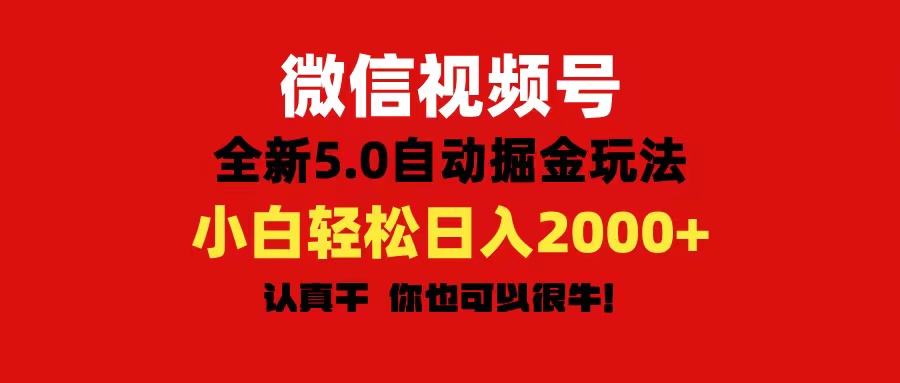 微信视频号变现，5.0全新自动掘金玩法，日入利润2000+有手就行-星辰源码网