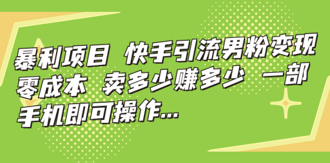 暴利项目，快手引流男粉变现，零成本，卖多少赚多少，一部手机即可操作…-星辰源码网