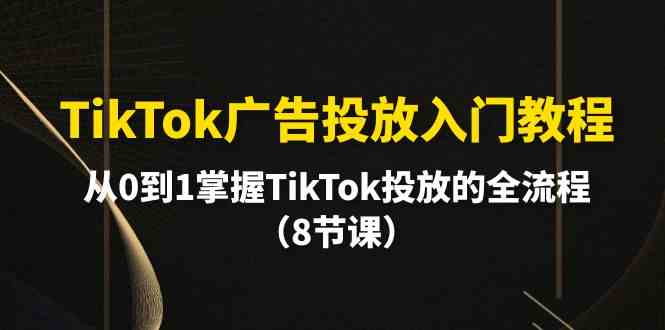 TikTok广告投放入门教程，从0到1掌握TikTok投放的全流程（8节课）-星辰源码网