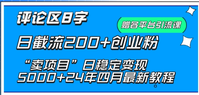 抖音评论区8字日截流200+创业粉 “卖项目”日稳定变现5000+-星辰源码网