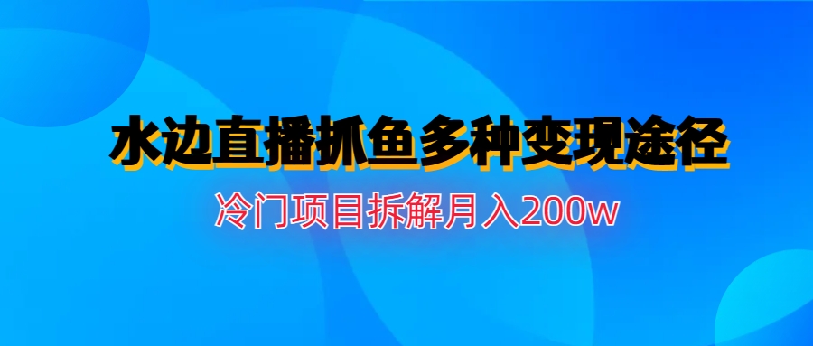 水边直播抓鱼多种变现途径冷门项目月入200w拆解-星辰源码网