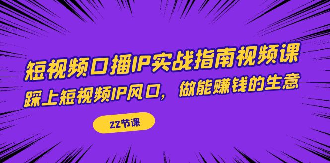 短视频口播IP实战指南视频课，踩上短视频IP风口，做能赚钱的生意（22节课）-星辰源码网