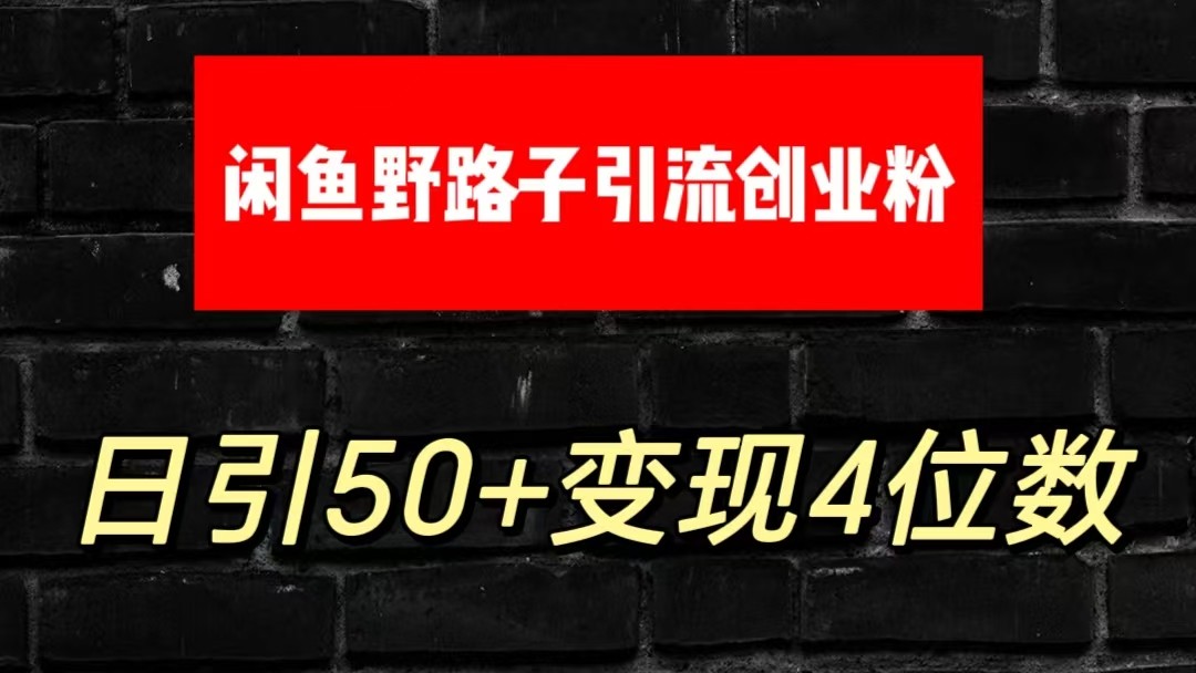 大眼闲鱼野路子引流创业粉，日引50+单日变现四位数-星辰源码网