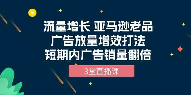 （10112期）流量增长 亚马逊老品广告放量增效打法，短期内广告销量翻倍（3堂直播课）-星辰源码网