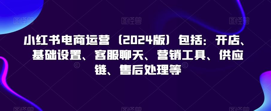 小红书电商运营（2024版）包括：开店、基础设置、客服聊天、营销工具、供应链、售后处理等-星辰源码网