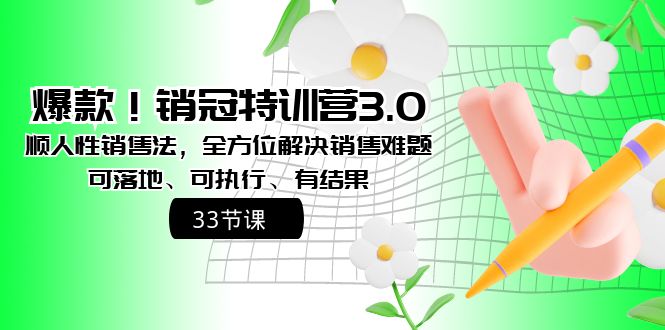 爆款！销冠特训营3.0之顺人性销售法，全方位解决销售难题、可落地-星辰源码网