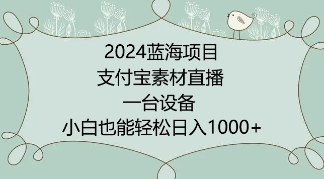 2024年蓝海项目，支付宝素材直播，无需出境，小白也能日入1000+ ，实操教程-星辰源码网