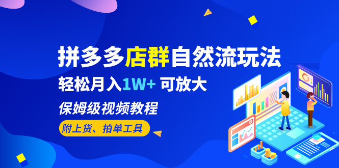 拼多多店群自然流玩法，轻松月入1W+ 保姆级视频教程（附上货、拍单工具）-星辰源码网