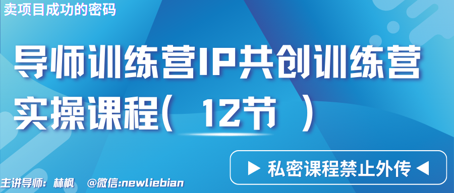 导师训练营3.0IP共创训练营私密实操课程（12节）-卖项目的密码成功秘诀-星辰源码网