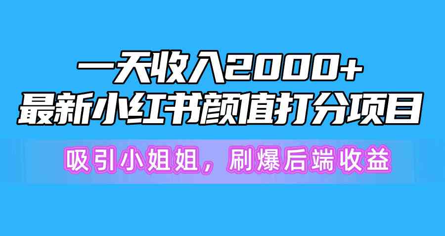 （10187期）一天收入2000+，最新小红书颜值打分项目，吸引小姐姐，刷爆后端收益-星辰源码网