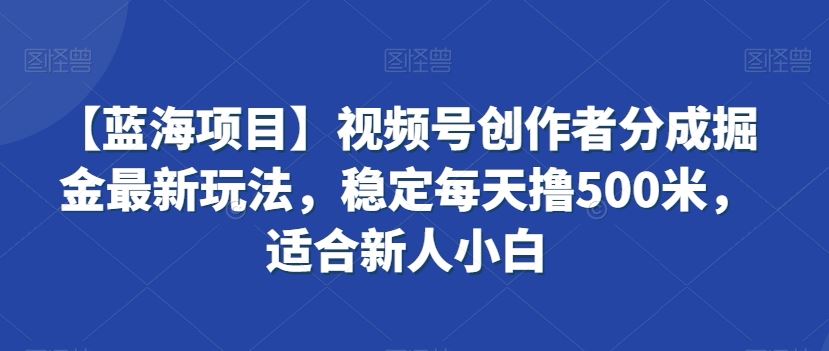 视频号创作者分成掘金最新玩法，稳定每天撸500米，适合新人小白-星辰源码网