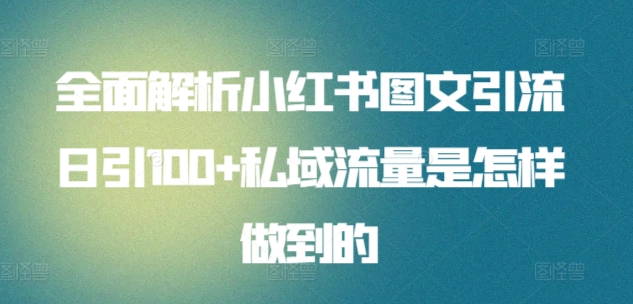 全面解析小红书图文引流日引100+私域流量是怎样做到的-星辰源码网