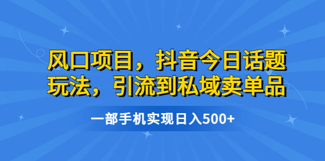 风口项目，抖音今日话题玩法，引流到私域卖单品，一部手机实现日入500+-星辰源码网