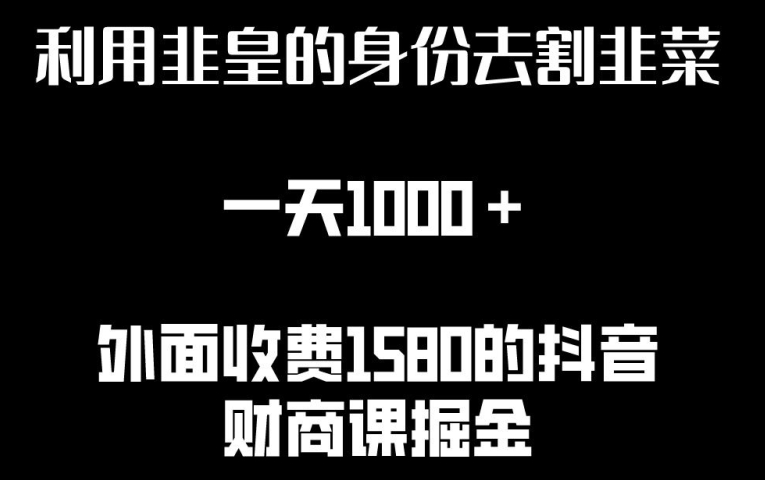 利用非皇的身份去割韭菜，一天1000+(附详细资源)-星辰源码网