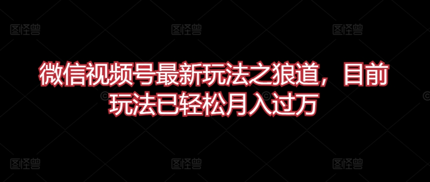 微信视频号最新玩法之狼道，目前玩法已轻松月入过万-星辰源码网