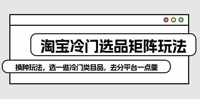 （10159期）淘宝冷门选品矩阵玩法：换种玩法，选一些冷门类目品，去分平台一点羹-星辰源码网