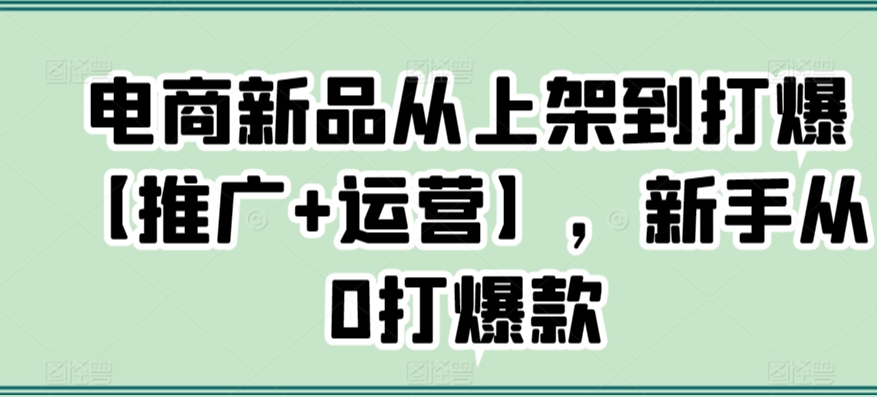 电商新品从上架到打爆【推广+运营】，新手从0打爆款-星辰源码网